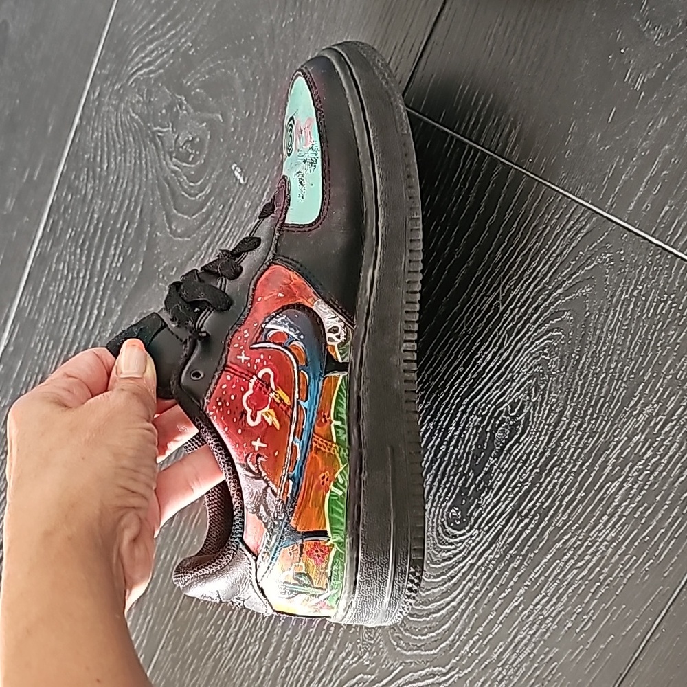 ✨️Custom Made✨ Nike Air Force 1 Travis Scott Astro World 5.5 Y Black Multi color - Picture 7 of 10